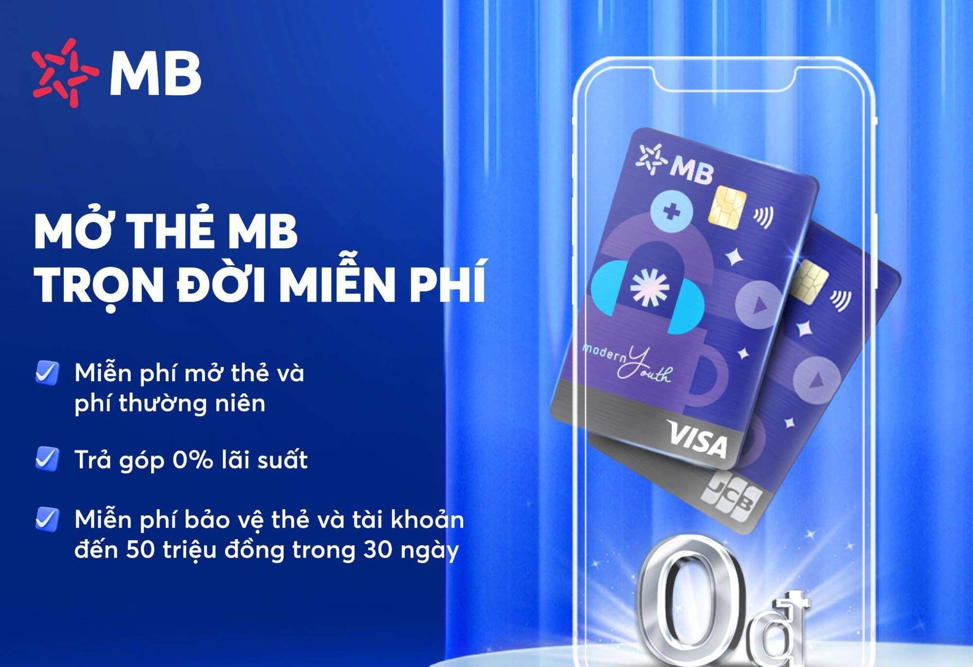 Khách hàng nhận được nhiều lợi ích hấp dẫn khi mở thẻ tín dụng MB Visa Modern Youth